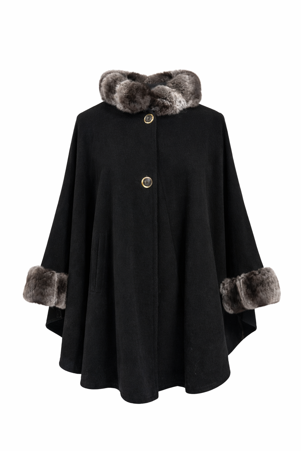 Cape en laine et chinchilla