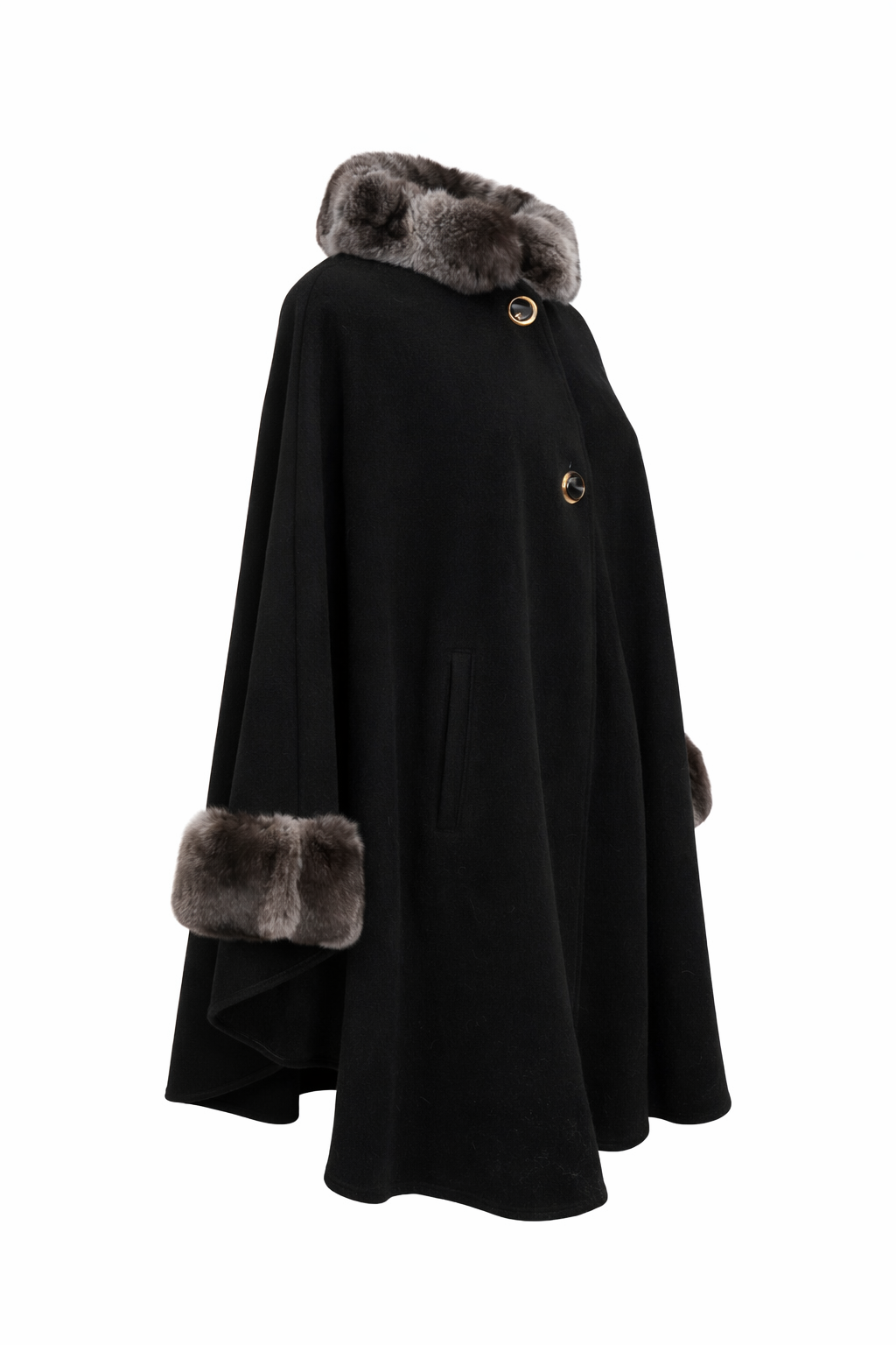 Cape en laine et chinchilla