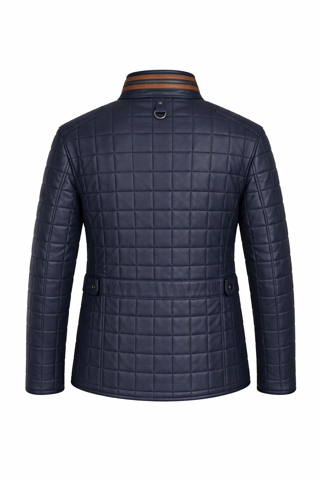 Veste en cuir matelassé bleu marine