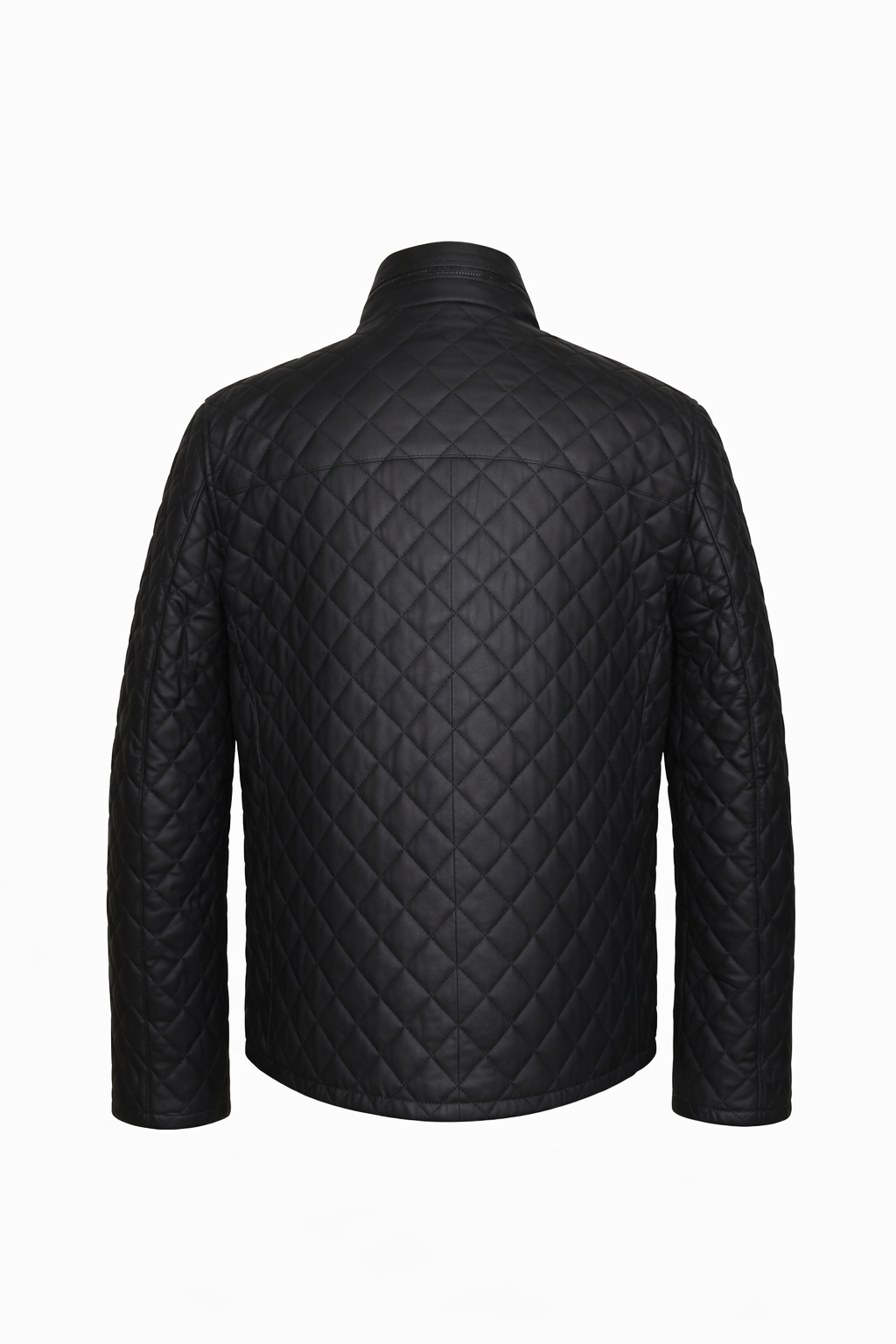 Veste en Cuir Matelassé Noir