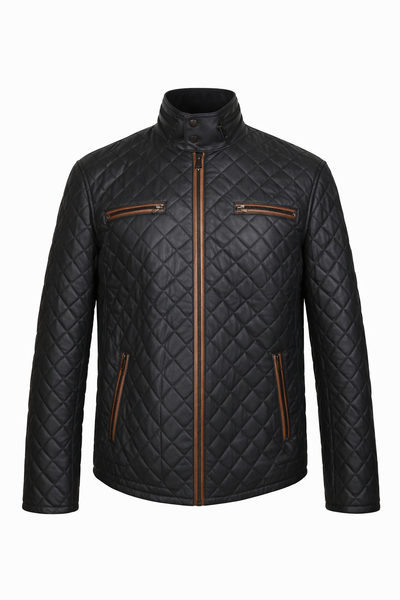 Black Quilted Leather Jacket