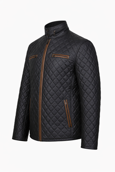 Black Quilted Leather Jacket
