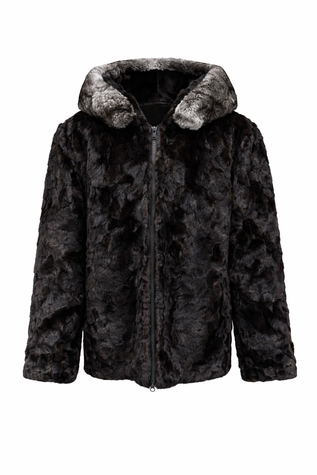 Veste en Vison avec Capuche en Chinchilla